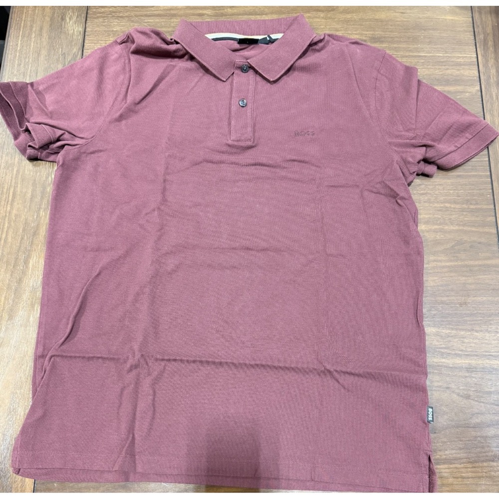 Hugo Boss Mens Polo Shirt Short Sleeve SIze L Pallas Cotton Casual Burgundy